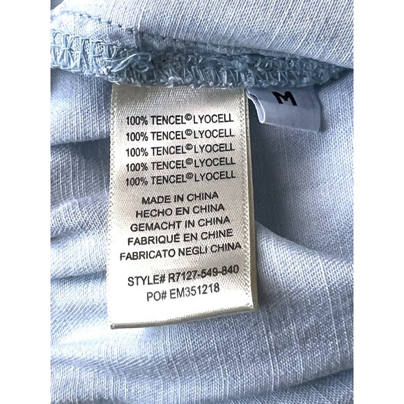 Anthropologie CLOTH & STONE Blue Wide Leg Crop Pants Tie Waist Pockets Fringe M - Picture 4 of 4